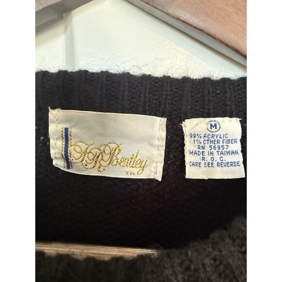 Vintage JR Bentley Sweater Women's 80s Geometric Medium Retro - Picture 4 of 8